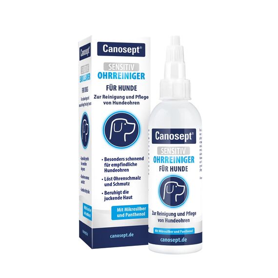 Canosept Sensitiv Ohrenreiniger Hund 75ml - Ohrreiniger für Hunde - Hunde Ohrenreiniger besonders schonend mit Mikrosilber, Panthenol & Hamamelis-Extrakt - Ohrentropfen für empfindliche Hundeohren