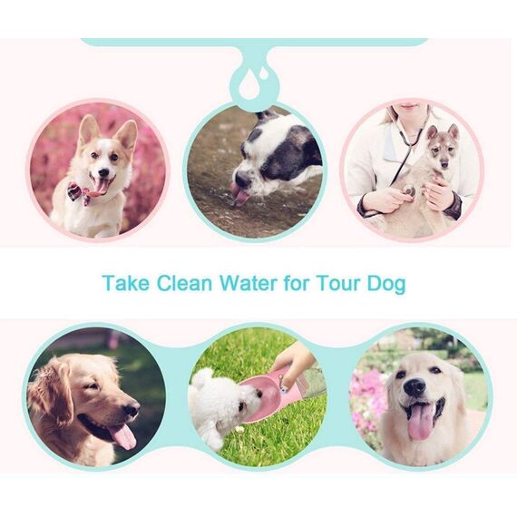 COTOP Hundetrinkflasche für Unterwegs, Tragbare Trinkflasche Hund 550ml, BPA-frei Wasserflasche Hunde to go, Reise Trinknapf für Hunde Klein, Auslaufsicher Wasserspender Pet Outdoor (rosa)