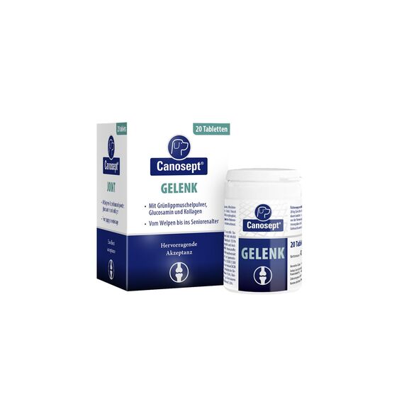 Canosept Gelenktabletten Hund - Einzigartige Rezeptur: Mit Grünlippmuschel, Glucosamin, Kollagen - Hervorragende Akzeptanz - 20 Tabletten