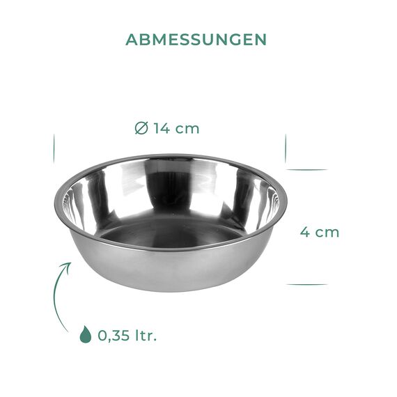 LAUBLUST Zusatzschalen für Futterstation Größe M - 2er Set, Fressnäpfe Edelstahl | ca. 14 x 3 cm, 2 x 0,35l