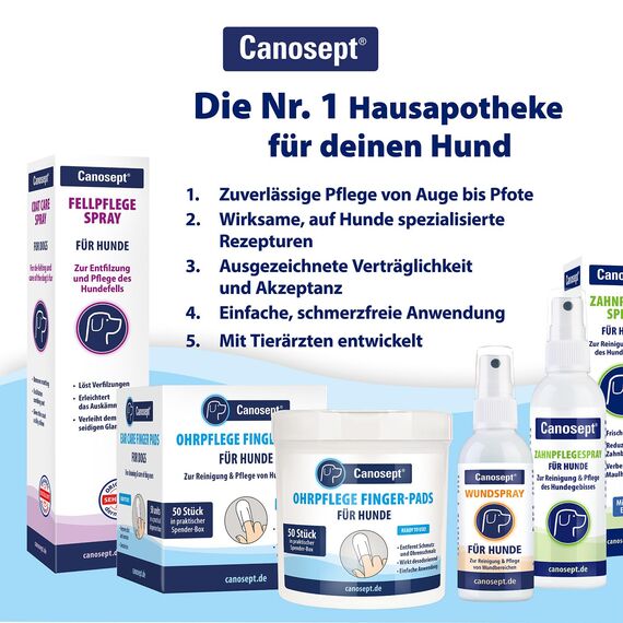 Canosept Sensitiv Ohrenreiniger Hund 75ml - Ohrreiniger für Hunde - Hunde Ohrenreiniger besonders schonend mit Mikrosilber, Panthenol & Hamamelis-Extrakt - Ohrentropfen für empfindliche Hundeohren