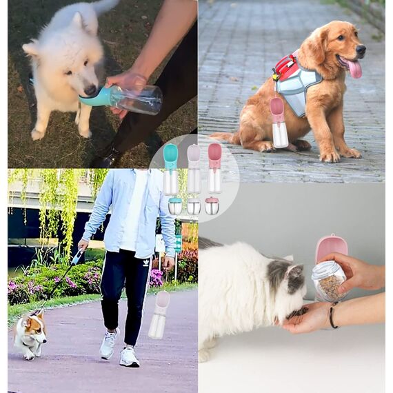 Trinkflasche für Hunde, Wasserspender, Pet, Antibakteriell, für Hundefutter, Reisebecher, Trinkflaschen-Napf, zum Trinken im Freien, Tasse+Hundefutter, 550 ml