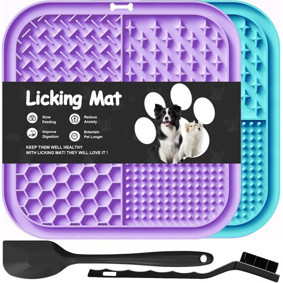 Leckmatte für Hunde und Katzen mit Saugnäpfen, langsames Füttern, Lecken für Angstzustände, Hundespielzeug, Fütterungsmatte für Butter, Joghurt, Erdnuss, Haustier-Badetrainingsmatte, 20 * 20cm