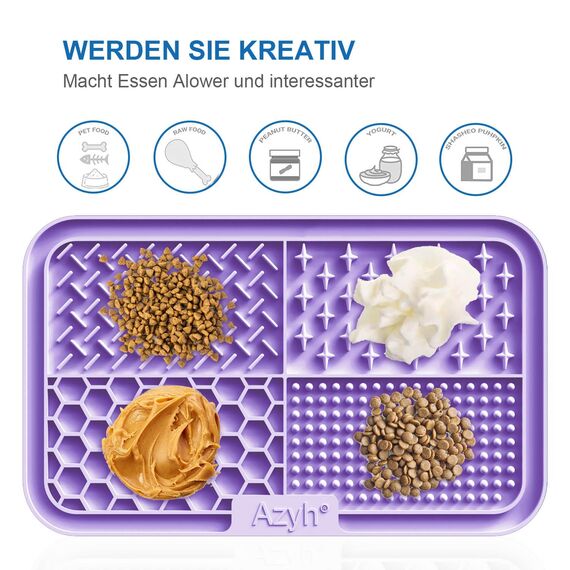 Azyh Leckmatte für Hunde und Katzen, 2 Stück, Langsames Füttern, Lecken für Große Hunde und Welpen, Angstlinderung, Hundespielzeug, Fütterungsmatte für Butter, Joghurt, Erdnüsse, 25 * 15cm