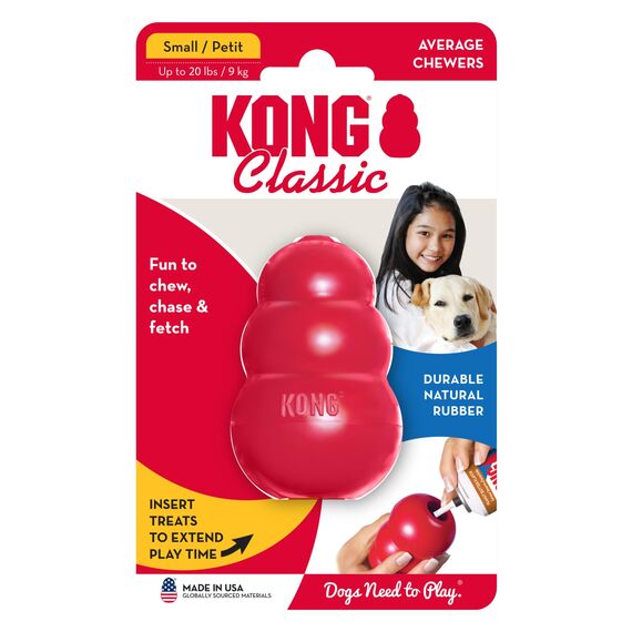 KONG Classic - Füllbares Hundespielzeug - Apportier- und Kauspielzeug für Hunde - Kann Mit Leckerlis Gefüllt Werden - Strapazierfähiges Naturkautschukmaterial - Für Kleine Hunde