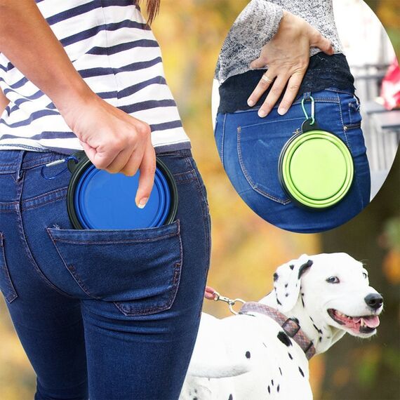ZUOFENG Reisenapf Faltbarer Hund Wassernapf Tragbar Katze Pet Silikon Fressnapf 3 Sets, Futtertrog Tragbar Trinkwasser-Tränke mit Haken