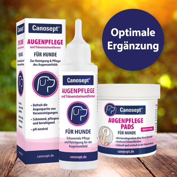 Canosept Augenpflege-Pads für Hunde 100 Stück - Augenpflege Hund & Tränenfleckenentferner Hund – Augenreiniger für Hunde mit beruhigendem Aloe Vera Extrakt, schonende Hundepflege