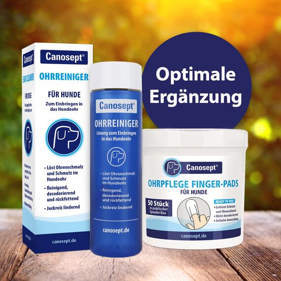 Der Canosept Ohrenreiniger ist ein absolutes Muss in der Hundepflege - es ist reinigend, antiseptisch & wirkt geruchstilgend - für glückliche & gesunde Haustiere