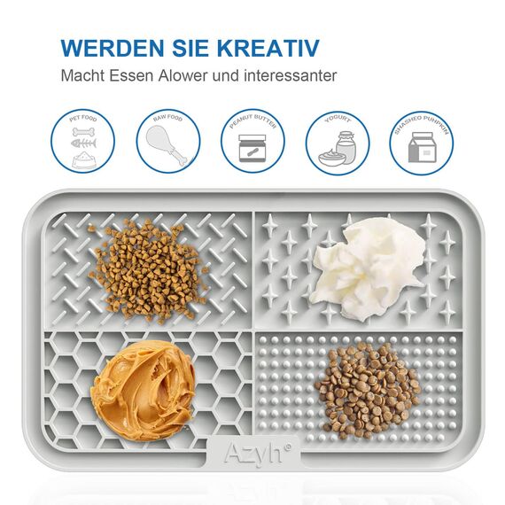 Azyh Leckmatte für Hunde und Katzen, 2 Stück, Langsames Füttern, Lecken für Große Hunde und Welpen, Angstlinderung, Hundespielzeug, Fütterungsmatte für Butter, Joghurt, Erdnüsse, 25 * 15cm