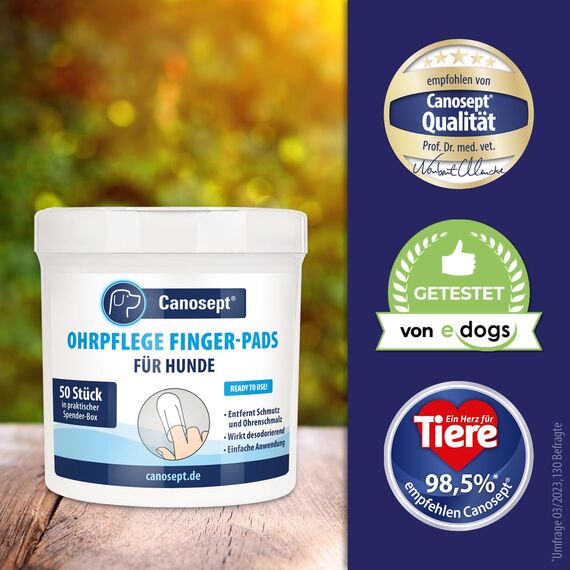 Canosept Ohrpflege Finger-Pads für Hunde 50 Stück - praktischer Hunde Ohrenreiniger Hund, Ohrreiniger für Hunde, Pflege & Hygiene