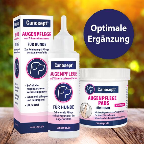 Canosept Augenpflege für Hunde 120ml - Tränenfleckenentferner Hund - Augenpflege Hund - Pflegemittel & Reinigungsmittel für den Bereich ums Auge - Für sensible Hundepflege