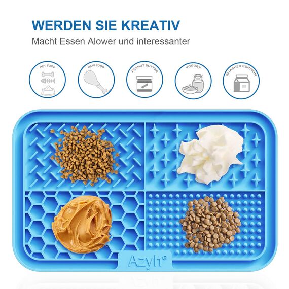 Azyh Leckmatte für Hunde und Katzen, 2 Stück, Langsames Füttern, Lecken für Große Hunde und Welpen, Angstlinderung, Hundespielzeug, Fütterungsmatte für Butter, Joghurt, Erdnüsse, 25 * 15cm