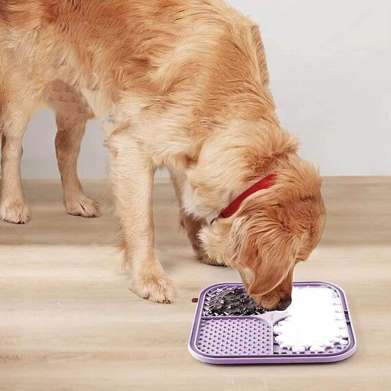 Leckmatte für Hunde und Katzen mit Saugnäpfen, langsames Füttern, Lecken für Angstzustände, Hundespielzeug, Fütterungsmatte für Butter, Joghurt, Erdnuss, Haustier-Badetrainingsmatte, 20 * 20cm