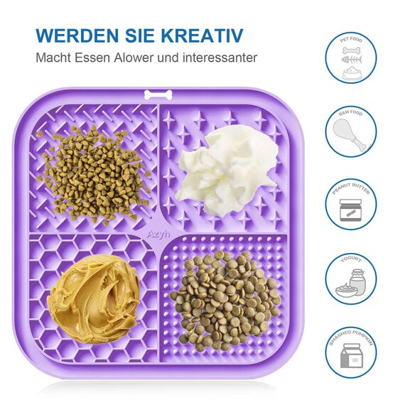 Leckmatte für Hunde und Katzen mit Saugnäpfen, langsames Füttern, Lecken für Angstzustände, Hundespielzeug, Fütterungsmatte für Butter, Joghurt, Erdnuss, Haustier-Badetrainingsmatte, 20 * 20cm