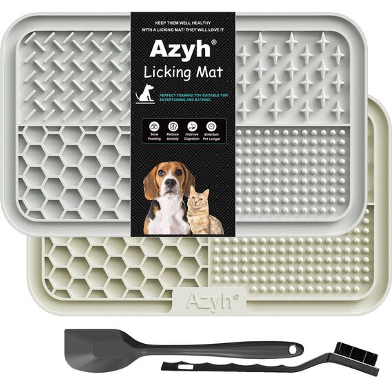 Azyh Leckmatte für Hunde und Katzen, 2 Stück, Langsames Füttern, Lecken für Große Hunde und Welpen, Angstlinderung, Hundespielzeug, Fütterungsmatte für Butter, Joghurt, Erdnüsse, 25 * 15cm
