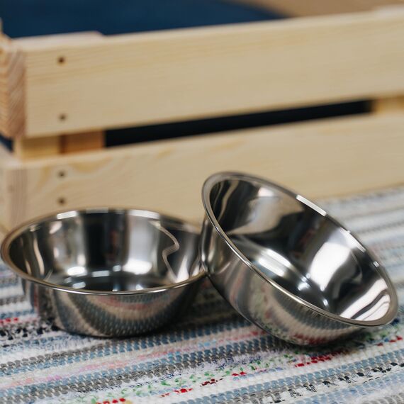 LAUBLUST Zusatzschalen für Futterstation Größe M - 2er Set, Fressnäpfe Edelstahl | ca. 14 x 3 cm, 2 x 0,35l