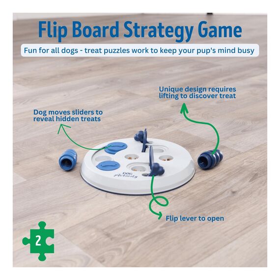 TRIXIE Flip Board Strategiespiel, Hundespielzeug für Fortgeschrittene, Level 2 Aktivität, Leckerli-Puzzle, interaktives Spiel, Bereicherung