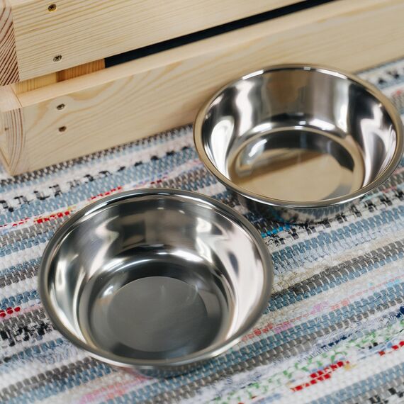 LAUBLUST Zusatzschalen für Futterstation Größe M - 2er Set, Fressnäpfe Edelstahl | ca. 14 x 3 cm, 2 x 0,35l