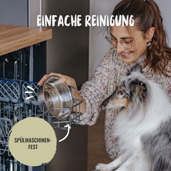 Rudelkönig Hundenapf Edelstahl - 2er Pack - 1750ml Napfset - Rutschfester Fressnapf Hund - Spülmaschinenfester Futternapf Hund - Hundenapf Grosse Hunde