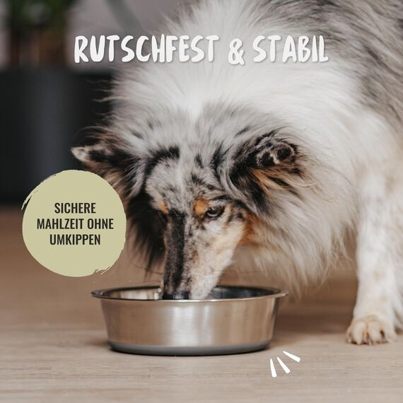 Rudelkönig Hundenapf Edelstahl - 2er Pack - 1750ml Napfset - Rutschfester Fressnapf Hund - Spülmaschinenfester Futternapf Hund - Hundenapf Grosse Hunde