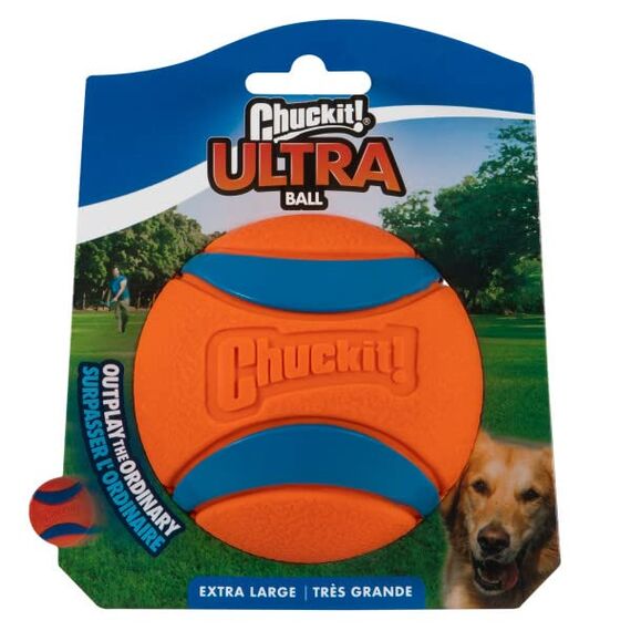 Chuckit! – Ultra Ball XLarge – Robuster und vielseitiger Ball für große Hunde – Schwimmt auf der Wasseroberfläche – Kompatibel mit Launchern – 8,5 cm Durchmesser, Mehrfarbig