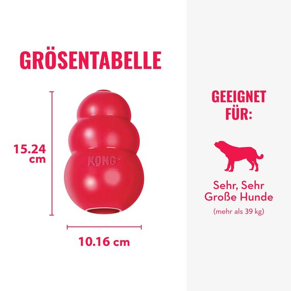 KONG Classic - Füllbares Hundespielzeug - Apportier- und Kauspielzeug für Hunde - Kann Mit Leckerlis Gefüllt Werden - Strapazierfähiges Naturkautschukmaterial - Für XXL Hunde