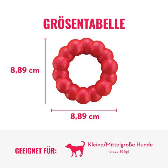 KONG Ring - Hundekauspielzeug - Unterstützt die Zahngesundheit - Langlebiger Naturkautschuk - Für Kleine/Mittelgroße Hunde