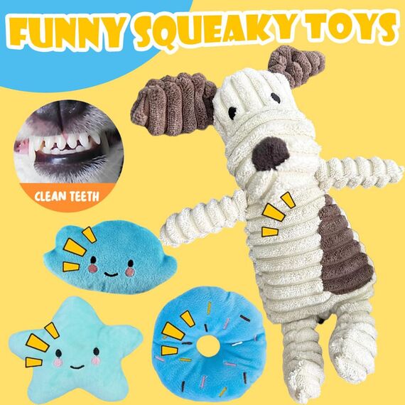 Speedy Panther 10 Stück Welpen Spielzeug Set - Plüsch Hundespielzeug mit Quietscher, Kauspielzeug & Ball für Kleine Hunde - Zahnpflege Welpenspielzeug & Zubehör für Junghunde
