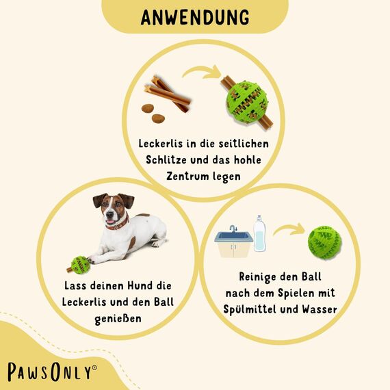 PawsOnly | Hundespielzeug | Leckerli Ball für Hunde | Intelligenzspielzeug | Snackball Hund | Hundebeschäftigung | Futterball Naturkautschuk | Welpenspielzeug | Zahnputzball (Klein 6 cm, Grün)