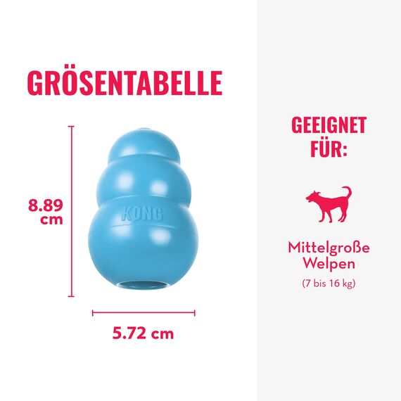 KONG Puppy - Befüllbares Beißspielzeug für Hunde - Naturkautschuk - Für Mittelgroße Welpen - Rosa