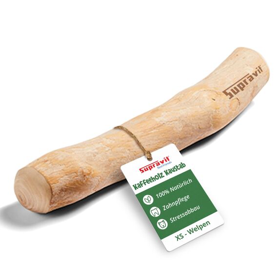 Supravit Natürlicher Kauknochen aus Kaffeeholz für Welpen XS | Mehr als EIN Holzstäbchen - spannendes Welpen Kauspielzeug & langanhaltende Beschäftigung | Kaustab Kauholz