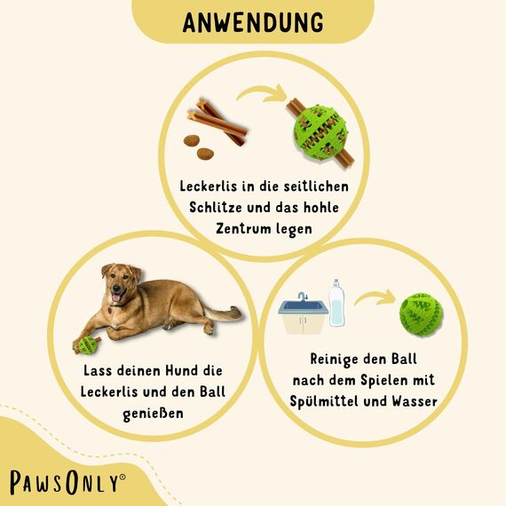 PawsOnly | Hundespielzeug | Leckerli Ball für Hunde | Intelligenzspielzeug | Snackball Hund | Hundebeschäftigung | Futterball Naturkautschuk | Welpenspielzeug | Zahnputzball (Groß 8 cm, Grün)
