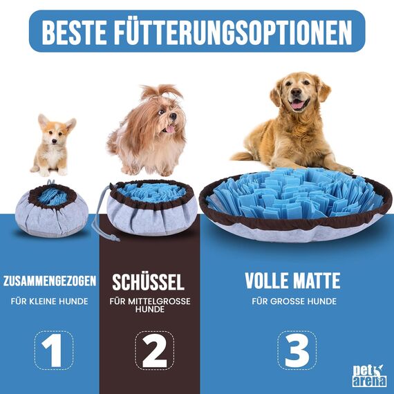 PET ARENA Schnüffelteppich Hund – Schnüffelmatte zur Förderung Beste Materialien - extrem widerstandsfähiges Intelligenzspielzeug für Hunde - größenverstellbar und waschbar