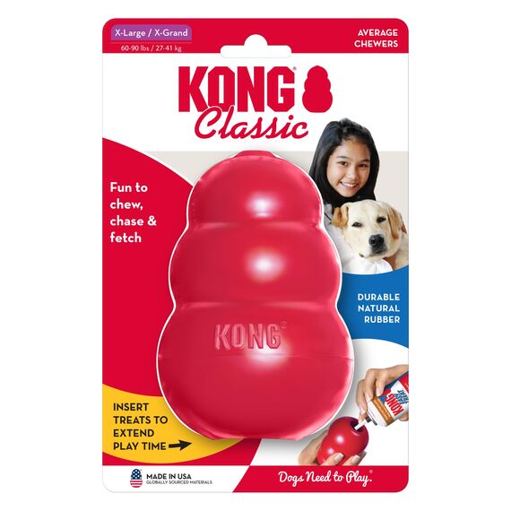 KONG Classic - Füllbares Hundespielzeug - Apportier- und Kauspielzeug für Hunde - Kann Mit Leckerlis Gefüllt Werden - Strapazierfähiges Naturkautschukmaterial - Für Extra-Große Hunde