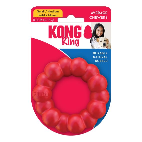 KONG Ring - Hundekauspielzeug - Unterstützt die Zahngesundheit - Langlebiger Naturkautschuk - Für Kleine/Mittelgroße Hunde