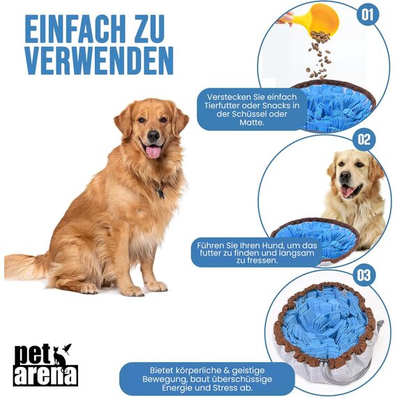 PET ARENA Schnüffelteppich Hund – Schnüffelmatte zur Förderung Beste Materialien - extrem widerstandsfähiges Intelligenzspielzeug für Hunde - größenverstellbar und waschbar