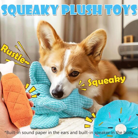 Speedy Panther 7 Stück Hundespielzeug für Kleine Hunde, Plüschspielzeug Quietschspielzeug, Welpe Kauspielzeug, Hundeseil Spielzeug Set für Kleine Mittlere Hunde