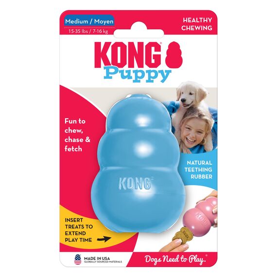 KONG Puppy - Befüllbares Beißspielzeug für Hunde - Naturkautschuk - Für Mittelgroße Welpen - Rosa