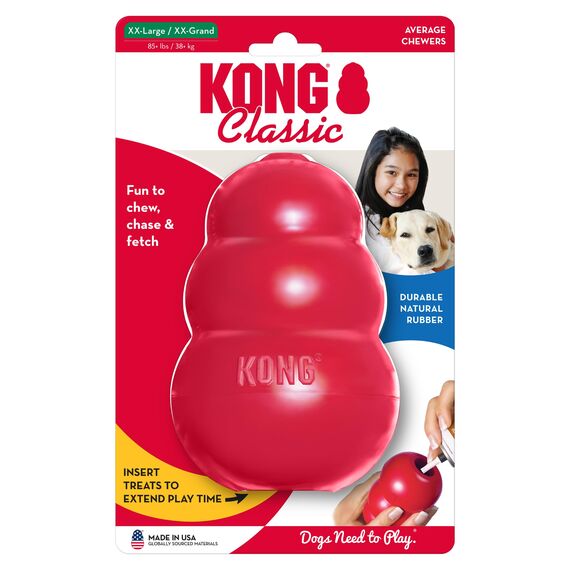 KONG Classic - Füllbares Hundespielzeug - Apportier- und Kauspielzeug für Hunde - Kann Mit Leckerlis Gefüllt Werden - Strapazierfähiges Naturkautschukmaterial - Für XXL Hunde