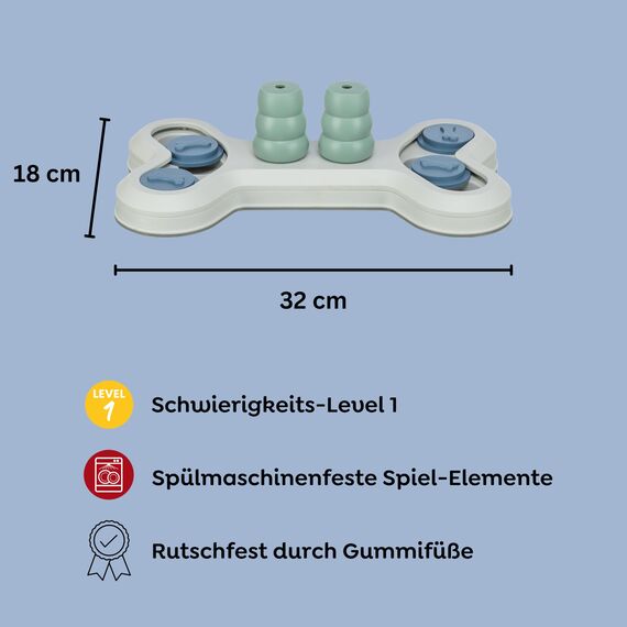 TRIXIE Hundespielzeug Intelligenz Dog Activity Strategiespiel „Flip Bone“ – Anspruchsvolles Intelligenzspielzeug für Hunde zur Beschäftigung, ø 32x18cm – 32002