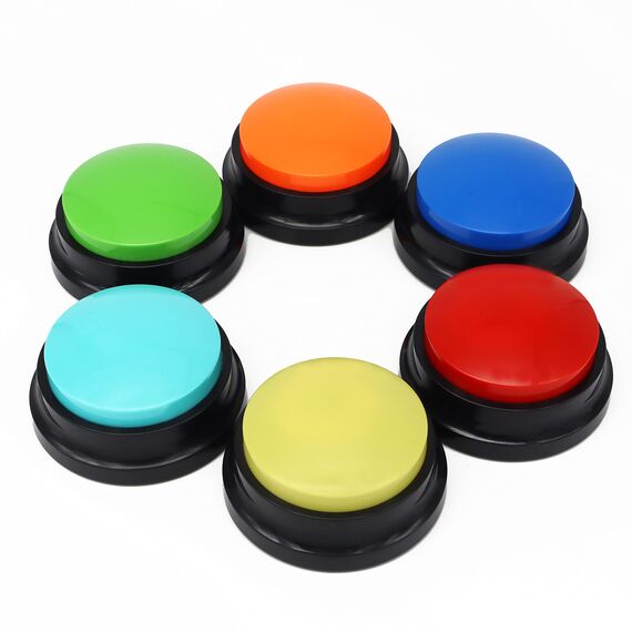 Buzzer mit Aufnahmefunktion, Intelligenzspielzeug für Hunde, Haustier Talking Training Antwort Buzzer, 30 Sekunden Aufnahme &Wiedergabe (6 Stück)