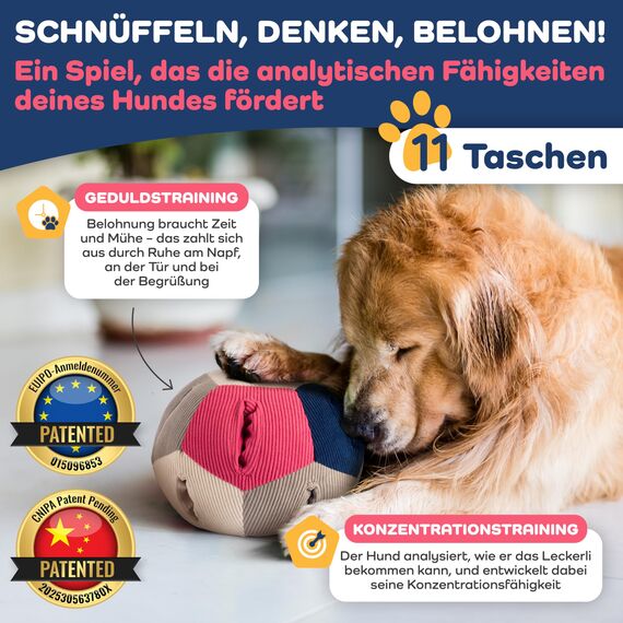 Lixdee Schnüffelball für Hunde – Intelligenzspielzeug mit 4 Schwierigkeitsstufen – Interaktives Hundespielzeug für Leckerlis & zur Förderung der Intelligenz – Beschäftigung für kleine & große Hunde