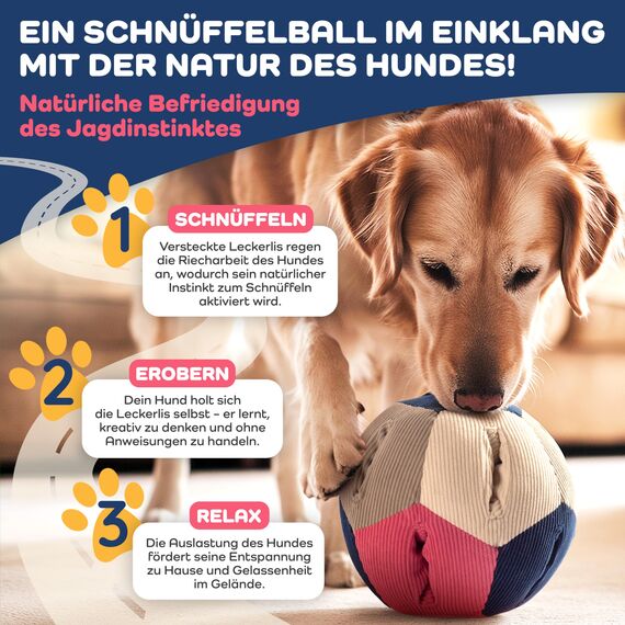 Lixdee Schnüffelball für Hunde – Intelligenzspielzeug mit 4 Schwierigkeitsstufen – Interaktives Hundespielzeug für Leckerlis & zur Förderung der Intelligenz – Beschäftigung für kleine & große Hunde