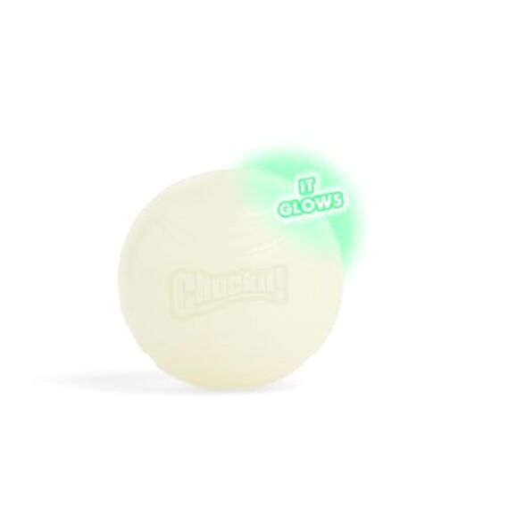 Chuckit – Max Glow Ball Large – Phosphoreszierender Ball für Hunde – Gummiball – weich im Mund – verstärkt die Komplizenschaft – Größe Large – Durchmesser 7,5 cm