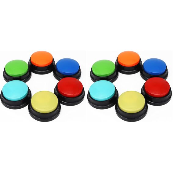 Buzzer mit Aufnahmefunktion, Intelligenzspielzeug für Hunde, Haustier Talking Training Antwort Buzzer, 30 Sekunden Aufnahme &Wiedergabe (6 Stück) (Packung mit 2)