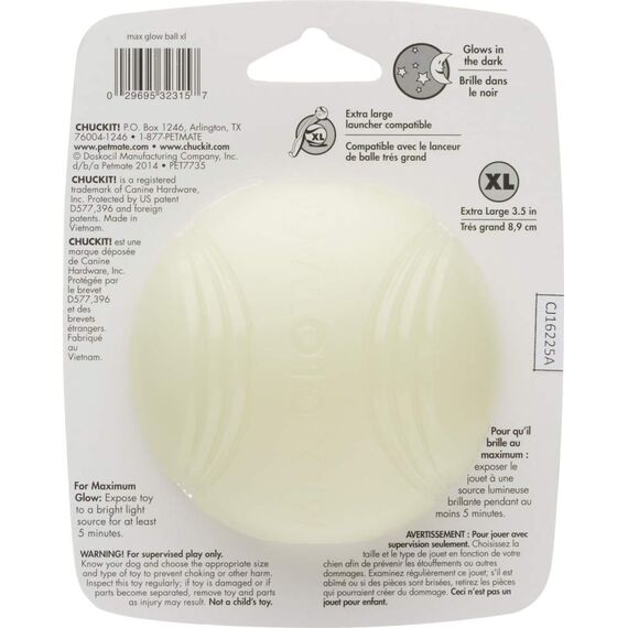 Chuckit! CU200501 Max Glow Ball, die phosphoreszierende Kugel für Hunde mit einem Durchmesser von 9 cm, XL