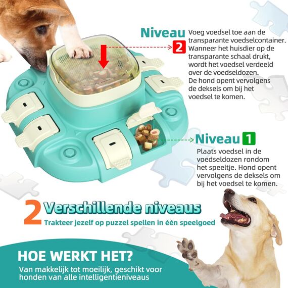 CAROZEN Intelligentes Hundespielzeug mit Langzeit-Futterspender & Snack-Versteck, Anti-Langeweile IQ-Training für Hunde, Für alle Rassen & Größen