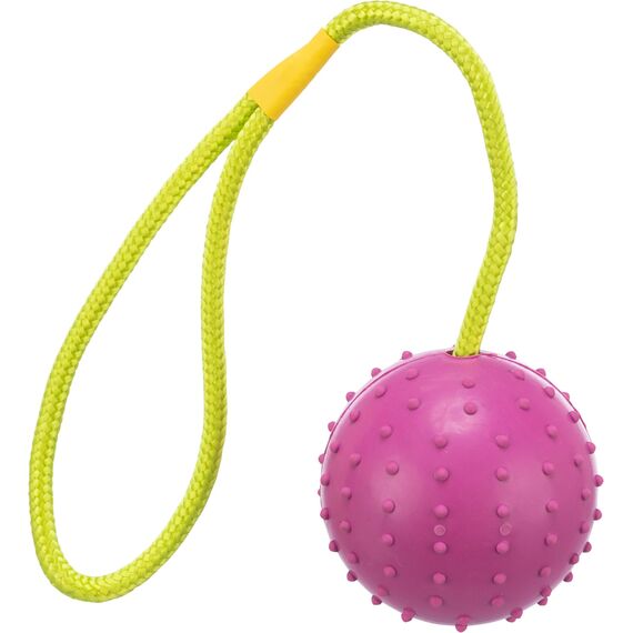 TRIXIE Ball am Seil - robustes Hundespielzeug aus Gummi zum Apportieren - ø 7/30 cm, Hundeball - 3308