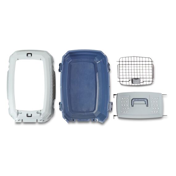 Amazon Basics zweitürige, überladbare Hund hütte, 58L x 38W x 33H cm, Blau
