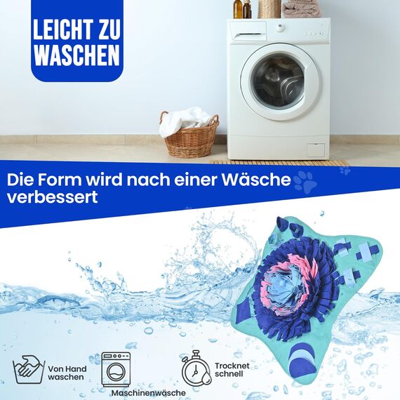 PET ARENA Schnüffelteppich Hund & Katzen 63,5 x 63,5 cm – waschbare & größenverstellbare Schnüffelmatte aus hochwertigen Materialien gegen Langeweile & Stress Intelligenzspielzeug zur Hund